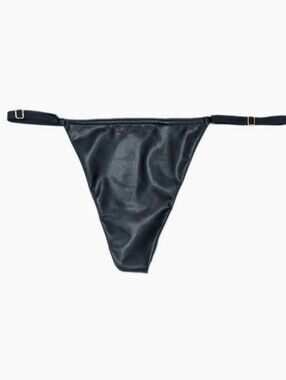 Victoria's Secret Faux Leather V String Thong XL Very Sexy Women Panty Black